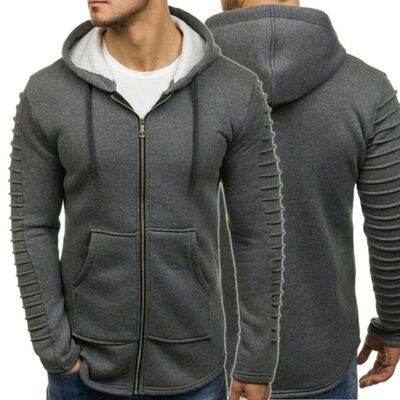 

Mens Long Sleeve Hoodie Muscle Sweatshirt Cool Hoody Tops GYM Sport Hoodies Zip