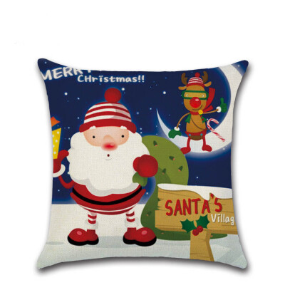 

Tailored Merry Christmas Pillow Cases Linen Sofa Cushion Cover Home Decor