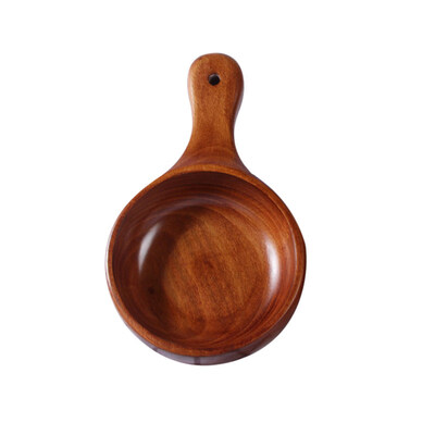 

Round Handled Wooden Soup Salad Noodle Rice Holder Shatter-proof Kitchen Bowl