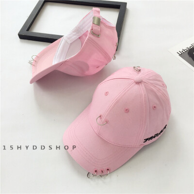 

Hat female spring summer leisure ring pin baseball cap casual Joker curved eaves duck tongue hip hop hat Korean wave