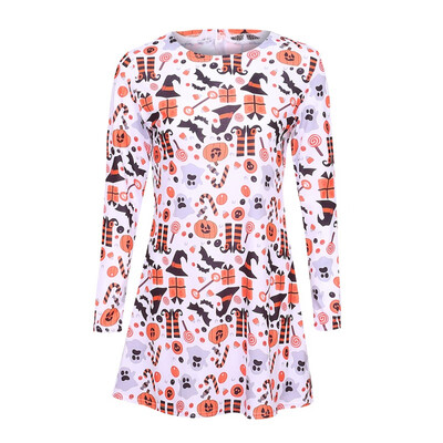 

Women Dress Boho Dress Plus Size Dresses Womens Cartoon Print Dress Sexy Slim Round Neck Long Sleeve dress