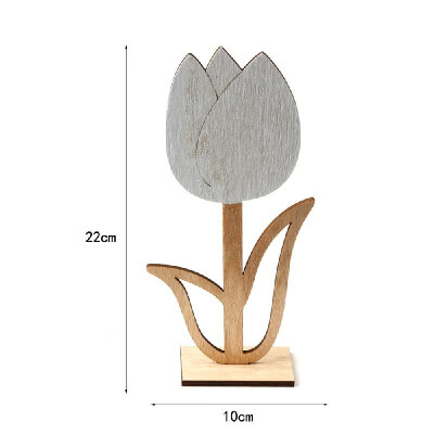 

1pcs Natural Wood Hollow Small Flower Easter Ornaments Gift Table Solid Tulip for Festival Wedding Home Decoration