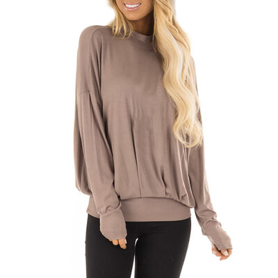 

Starmoon Fashion Womens O-Neck Pure Color Backless Long Sleeves Easy Shirt Blouse Tops