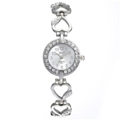 

Bracelet Cute And Elegant Love Shape Watch With Rhinestones On The Surface Womens Watches Bayan Kol Saaty Fashion Clock 50