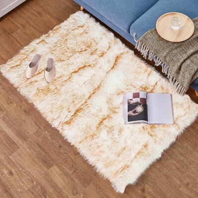 

Gobestart Wool Imitation Sheepskin Rugs Faux Non Slip Bedroom Shaggy Carpet Mats