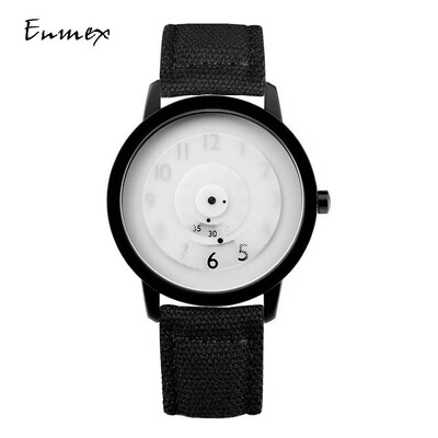 

Festive Gift Enmex Translation Canvas Strap Cool Focus Time Contrast Design Creative Watch