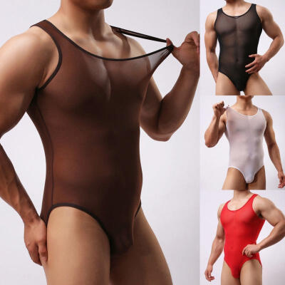 

Men Bodysuit Mesh Sheer Leotard Jumpsuit Wrestling Singlet Lingerie Underwear