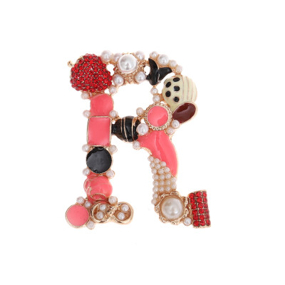 

Colorful Letters of Alphabet Fashion Enamel&Simulated Pearl Brooch Pins for Women or Girls