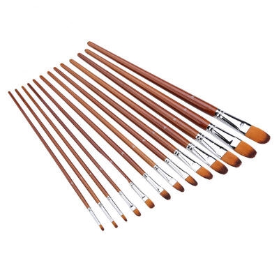 

Greensen 13Pcs Nylon Hair Watercolor Oil Painting Brush Set Wooden Handle Professional Art Supplies