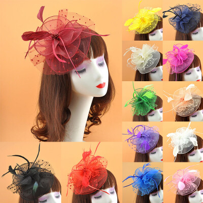 

Women Fascinators Hat Flower Feathers Mesh Hair Clip Formal Cocktail Tea Party Wedding Hair Accessory Headwear