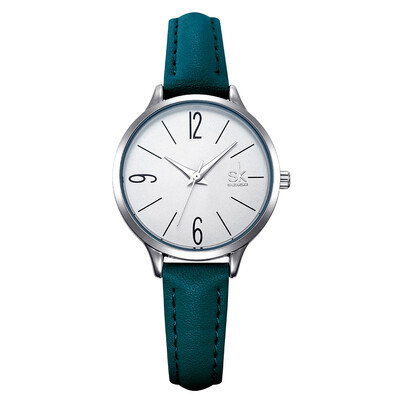 

Fashion Watch Women Casual Leather Quartz Watch Round Wrist Watch Women Blue Band Watch Relogio Feminino Reloj Mujer Shengke New