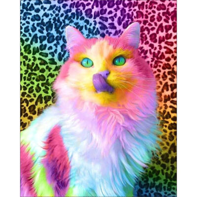 

5D DIY Full Drill Diamond Painting Colorful Cat Cross Stitch Embroidery Kit