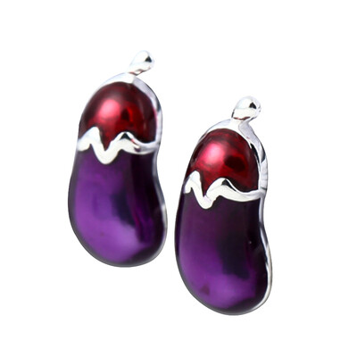 

Fashion Silver Color Lovely Purple Eggplant Earrings Statement Women Jewelry Gift Small Cute Vegetable Earrings