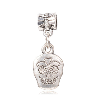 

Tibetan Style Alloy European Dangle Beads Large Hole Pendants Skull Antique Silver 30mm Hole 5mm