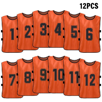 

12 PCS Adults Soccer Pinnies Quick Drying Football Team Jerseys Youth Sports Scrimmage Soccer Team Training Numbered Bibs Practice