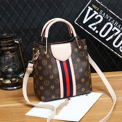 

Shanghai new lady fashion European&American handbag old flower bucket bag one shoulder slanted female bag big bag