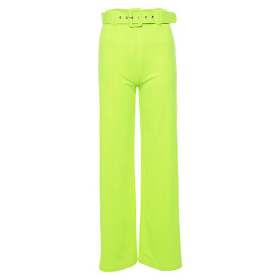 

Fashion Women High Waist Flared Wide Leg Pants Leggings Baggy Belt Long Trousers