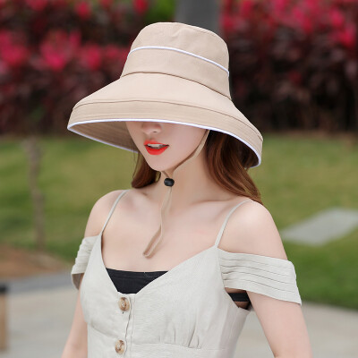 

2019 new Korean version of spring&summer womens cloth hat elegant sun protection big eaves cotton&hemp fishermans hat