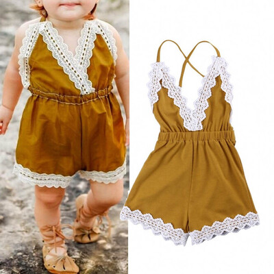 

Lace Toddler Baby Girl Strap One-piece Romper Jumper Jumpsuit Summer Clothes