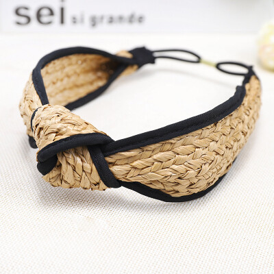 

Fashion Vintage Knot Cross Hand-Woven Hairband Imitate Raffia Headband Headwear Accessories