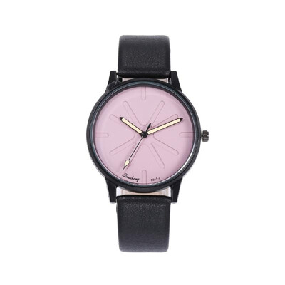 

Fashion Casual Leather Band Quartz Watch Student Simple Alloy Case Wrist Watch