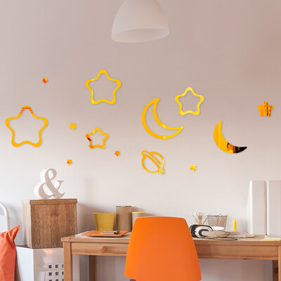 

Toponeto Mirror Wall Sticker Star Moon DIY Art Mural Home Room Decor Acrylic Decal