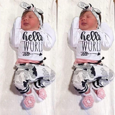 

3pcs Floral Newborn Baby Girls Flowers Romper Jumpsuit Pants Outfits Set Clothes