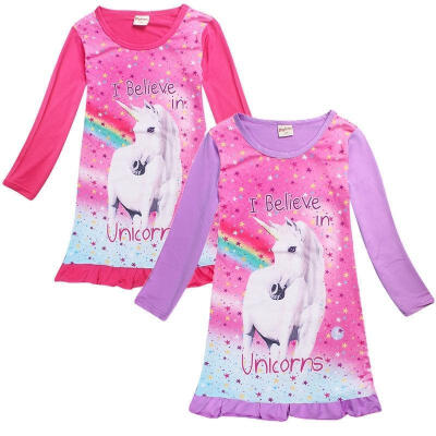 

Kids Girl&39s Unicorn Long Sleeve Dress Nightwear Pyjamas Nightie Dress