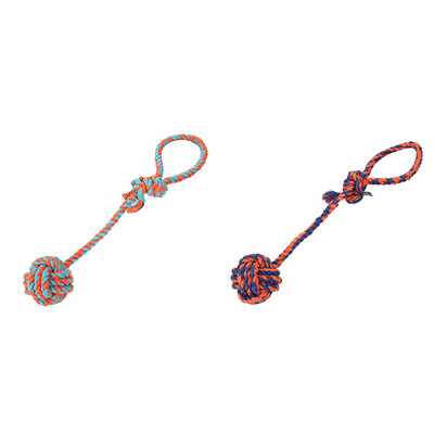

34cm Multi Color Pet Dog Braided Cotton Rope Knot Ball Chew Toys Teeth Cleaning Ball Bone Shape Puppy