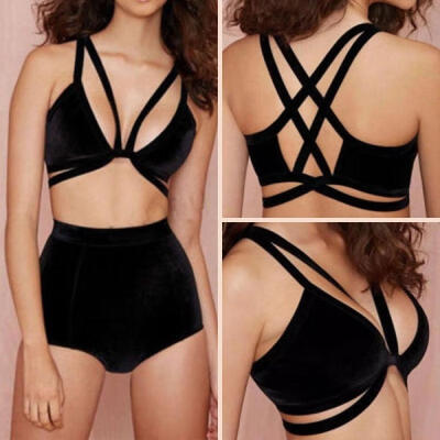 

Sexy Women Strappy Bralette Cage Caged Back Cut Out Padded Bra Bralet Crop Top