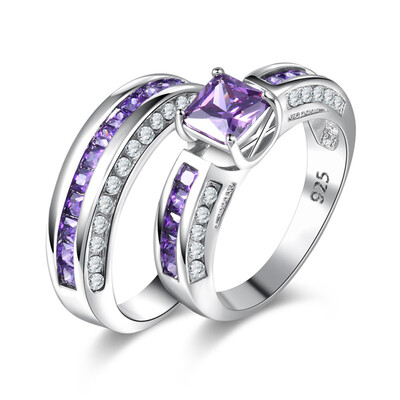 

ROMAD Princess Engagement Rings For Women Gift Creative Fashion Purple Red Zircon Ring New Fashion Jewelry Gift