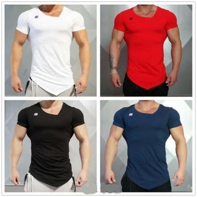 

Men&39s Gym Muscle Bodybuilding Sport Fit Fitness Casual T-shirt Tee Tops V Neck