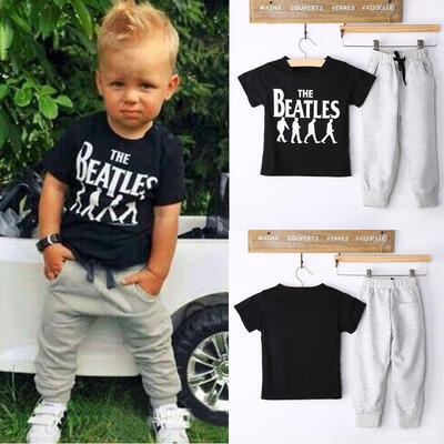 

2PCS Causal Kids Baby Boy Clothes T-Shirt Trousers Sports Pants Outfit 2-6Y