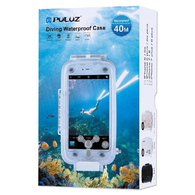 

PULUZ for iPhone X &  40m130ft Waterproof Diving Housing Case for Surfing Swimming Photo Video Taking Underwater Cover White