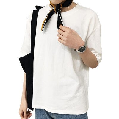 

Solid Color loose Casual Female Shirt College Wind O-neck Short-Sleeved T-Shirt Female
