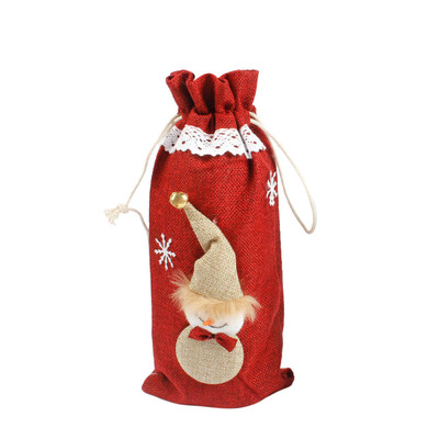 

Toponeto Red Wine Bottle Cover Bags Snowman Santa Claus Christmas Decoration Sequins Xmas