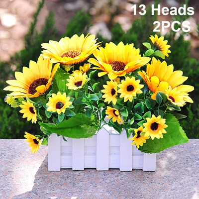 

13 Heads Fake Sunflower Artificial Silk Flower Bouquet Home Floral Decor