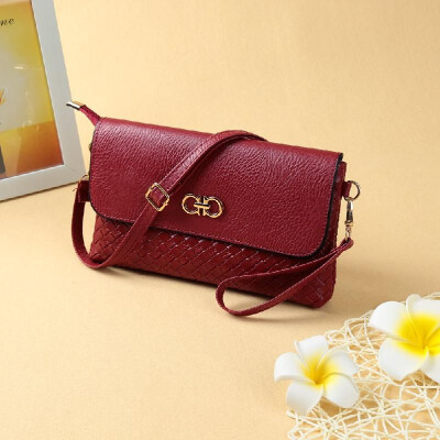 

New Women PU Crossbody Bag Weave Snap Button Zipper Casual Vintage Shoulder Clutch Bags