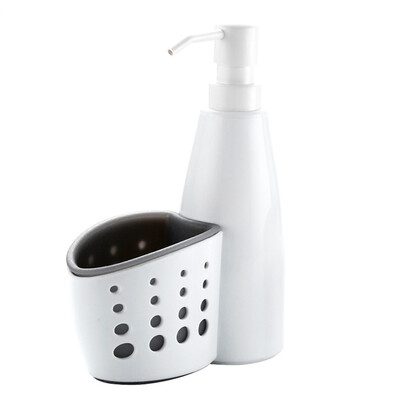 

2In 1 Shampoo Dispenser Pump With Sponge Soap Organiser Holder For Kitchens Bathroom