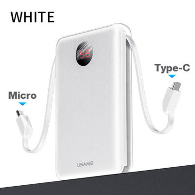 

USAMS Power Bank Portable Charger Built In USB Type-C & Micro USB Cable Support IPhone Charging - 10000 MAh