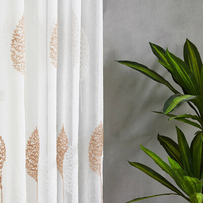 

Nordic Embroidered Tulle Window Curtains For Living Room Banyans Leaves Bedroom Curtains For Kitchen Sheer Curtain Window Drapes