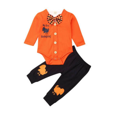 

Toddler Kids Thanksgiving Day Baby Boy Autumn Clothes Top RomperPants Outfit US