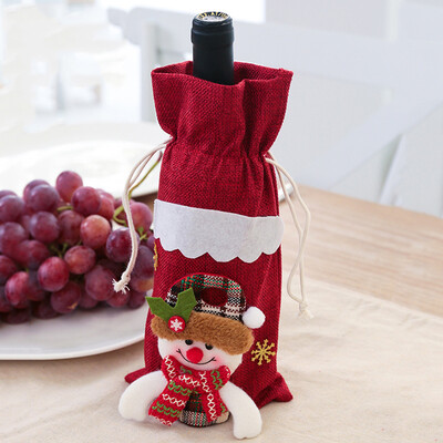 

Toponeto Christmas Wine Bag Machine Embroidered Wine Bottle Set Table Decoration Supplies
