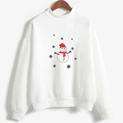 

Tailored Christmas Women print Long Sleeve O-Neck Solid color Sweatshirt pullover blouse