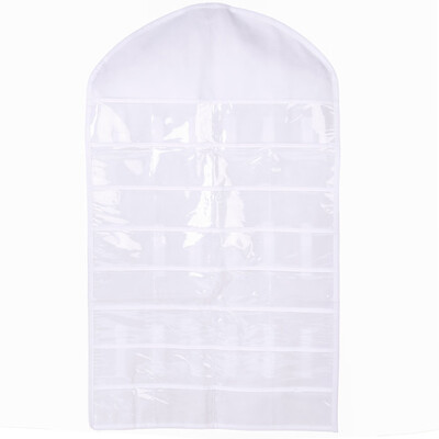 

Hanging Jewelry Organizer Non-Woven Double Sided 32 Pockets&18 Magic Tape Hook Jewelry Holder