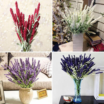 

Home Decoration Wedding Silk Flowers High Simulation 12 Heads Lavender Bouquet