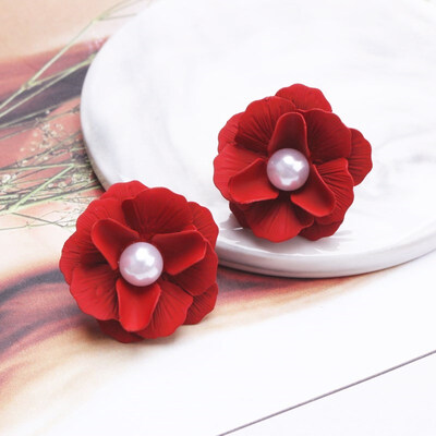 

EK706 New Korean Style Spray Paint Big Flower Stud Earrings For Women Fashion Summer Accessories Elegant Sweet Jewelry Brincos