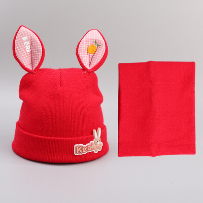 

Autumn&winter 2019 new versatile baby boys&girls childrens bib Suit Hat cartoon warm two-piece set