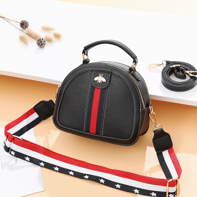 

Summer new old flower semi-circle small bag wide shoulder strap printing contrast color single shoulder diagonal handbag handbag