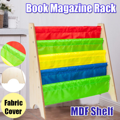 

Fabric Cover MDF Shelf Book Magazine Rack Wood Color & Colorful Cloth